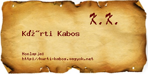 Kürti Kabos névjegykártya